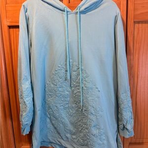 Light Blue Embroidered Hoodie Sweatshirt